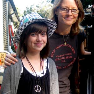 Madison with Jodie Foster on the set of Turn it Up!