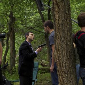 Robin Zamora during filming of The Survival Game