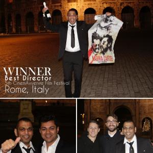 Celebration the Best Director win at the Colosseum, Rome.