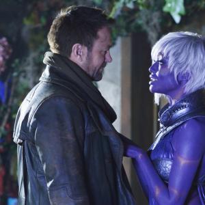 Still of Grant Bowler and Nichole Galicia in Defiance (2013)