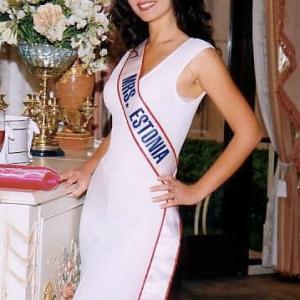 Natasha Blasick competes in the 2004 Mrs World pageant