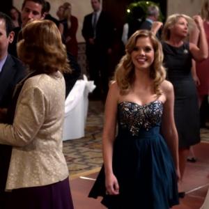 Mark Sinacori on the series Don't Trust The B-In Apartment 23 as a Wedding Guest to the left of Dreama Walker in the episode 