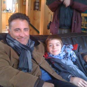 Andy Garcia and Peter on the set of The Truth