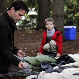 Peter with Stephen Moyer on the set of The Barrens