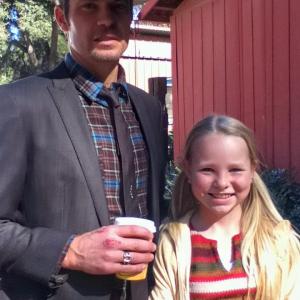 Amber with Timothy Olyphant on set of Justified