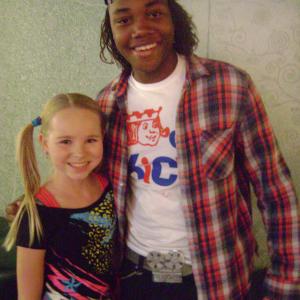 Amber on set of Victorious with Leon Thomas