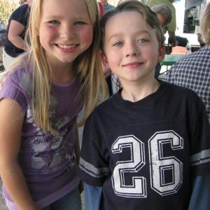 Amber on set of Sons of Tucson with Benjamin Stockham