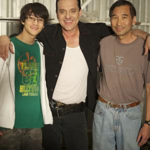 TJ Lui, Tom Sizemore, and Henry Lui on film location for Through the Eye.