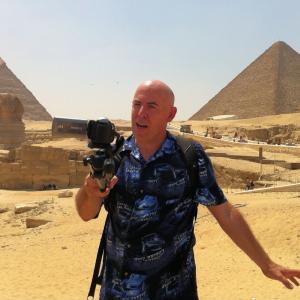 Self-filming at the Pyramids of Giza, June 2011