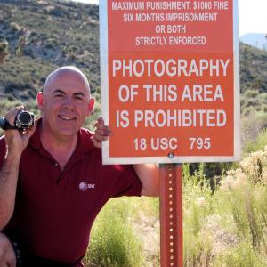 Near Area 51, Nevada, June 2011. Glenn is not just defying authority: He has thoroughly researched 