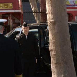 Brenden center waits for Admiral McGee during an episode on NCIS