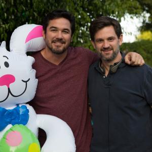 Dean Cain and Sean Olson on the set of The Dog Who Saved Easter