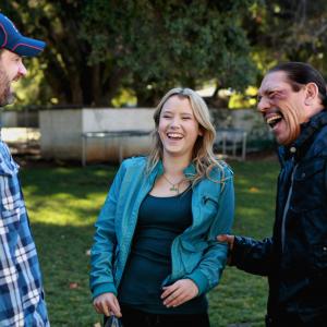 Danny Trejo Taylor Spreitler and Sean Robert Olson on the set of The Contractor