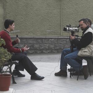 Shooting an interview in Albania.