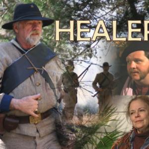Poster for Healer. Featuring John Bostick, David George and Sandra Raftis. Soldiers are John Winkler and David Winkler.