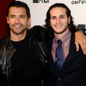 Mark Consuelos and Vincenzo Hinckley at the premier of CBGB in New York