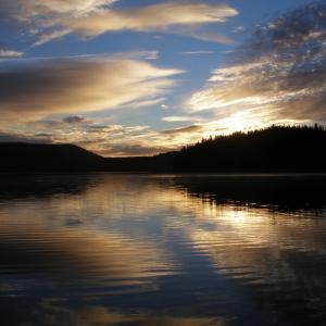 Paulina Lake. Central Oregon. Wild sunrise.