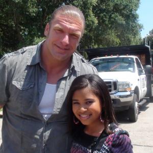 Taylor Faye Ruffin and Triple H on the set of The Chaperone 62010