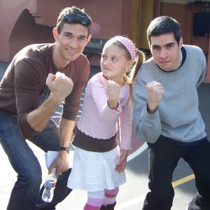 Laci Kay with Producer Michael Farah and WriterComedian Brent Weinbach at Weinbach in Wonderland Shoot