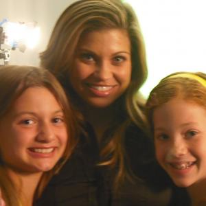 Laci Kay and Greta Charness on the set of The Dish with Danielle Fishel