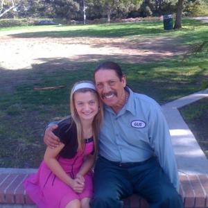 Laci with Danny Trejo on the set of Modern Family