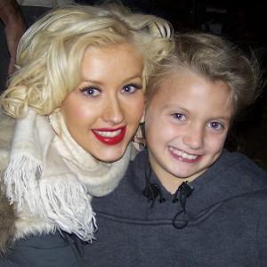 Laci and Christina Aguilera on set of her video of Hurt
