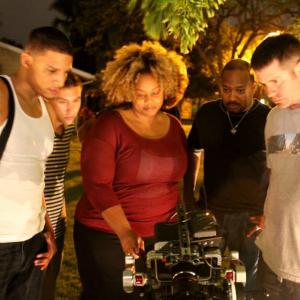 Looking at the new set up shot with Director Erin Sutherlin, my manager and Producer Victor Young and DP Chris Leto on the Feature Film Stratosphere.