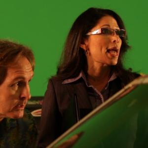 Production still Michael Dean and Susanna Velasquez on the set of Inspector Sanchez