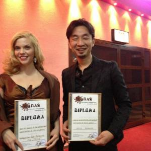 Silje Reinmo and Silent Hill composer Akira Yamaoka at Russian Annual Horror Film Awards 2013
