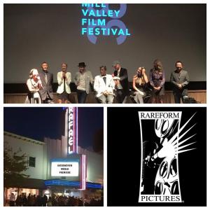 Director, VW Scheich (wearing the gray cap) and cast members at Q&A after premier screening of INTERWOVEN, at the Mill Valley Film Festival on FRI, 09OCT15.