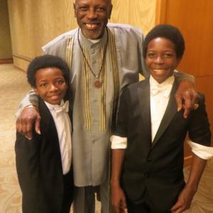 Lou Gossett Jr, Dante Brown and Dusan Brown at the Ten Year Anniversary Celebration of The Omni Youth Music & Actor Awards.