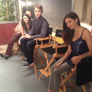 Daniela Bobadilla, Michael Arden and Noureen DeWulfe on the set of FX's Anger Management