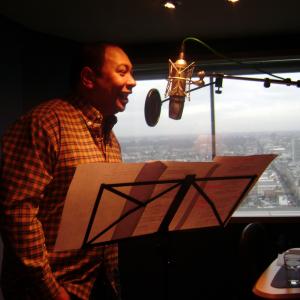 Robby Haynes at Alchemy Sound Studios London recording animation voiceover