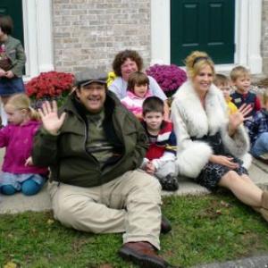 Taking a break on set of SIX WIVES with co-star Jenna Elfman and an audience of local New Milford CT kindergardners....