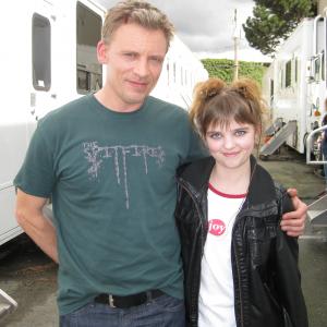 Laine and Callum Keith Rennie on the set of Shattered Key with no Lock