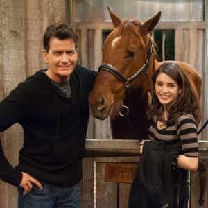 Charlie Sheen M6 and Daniela Bobadilla on the set of FXs ANGER MANAGEMENT