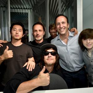 Norman Reedus Andrew Lincoln Charlie Collier Steven Yeun and Chandler Riggs at event of Vaiksciojantys negyveliai 2010