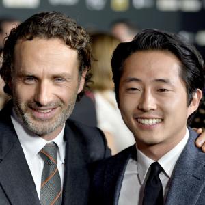 Andrew Lincoln and Steven Yeun at event of Vaiksciojantys negyveliai 2010
