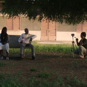 The early days of filmmaking - a set in Ati, Chad, in 2007