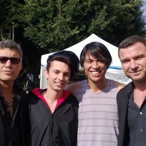 On the set of SHOWTIMES RAY DONOVAN with Steven Bauer Sasha Feldman Christopher Aguilar and Liev Schreiber