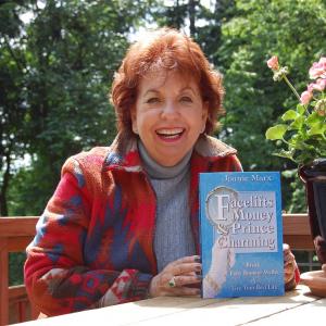 Joanie Marx holding her 1 Amazon bestselling book Facelifts Money  Prince Charming Break Baby Boomer Myths  Live Your Best Life