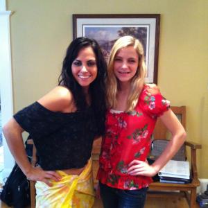 Michelle Bergh with Ashley C. Williams at filming of Hallow's Eve