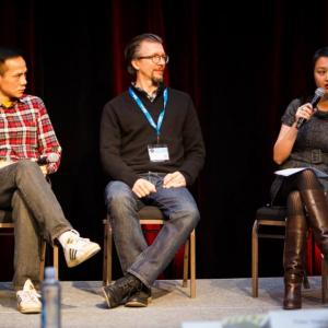 Cybill Lui moderating the Whistler Film Festival 2013 FINDING MR.RIGHT Case Study with Matthew Tang and Michael Parker