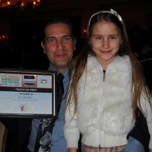 Lana Esslinger and Mark Esslinger with the Best Family Short award presented to them at the Garden State Film Festival