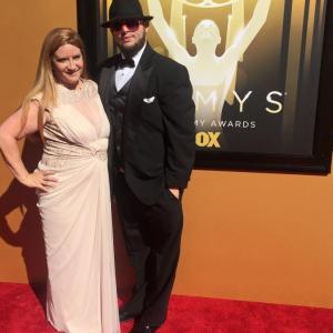 Producer Peggy Lane and Writer Chris Molina arrive at the 2015 Emmys