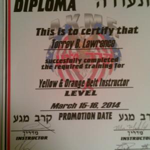 March 2014 I received my YellowOrange belt instructor certification in Krav Maga
