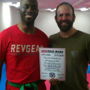Torrey Lawrence with Master Crouch (Green Belt Dec 17th 2013)