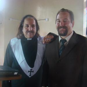 Mark Schaefer and Ron Jeremy on the set of 