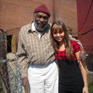 Celeste with Bill Cobbs on the set of 