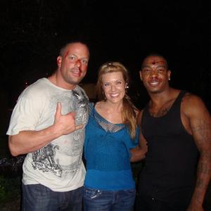 Cherie Thibodeaux Ja Rule and Ron Van Dam on the set of Wrong Side of Town
